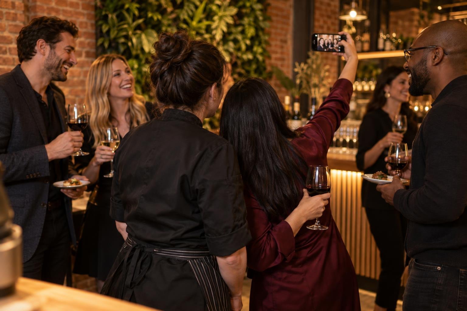 Chef Tzarina taking a selfie with guests